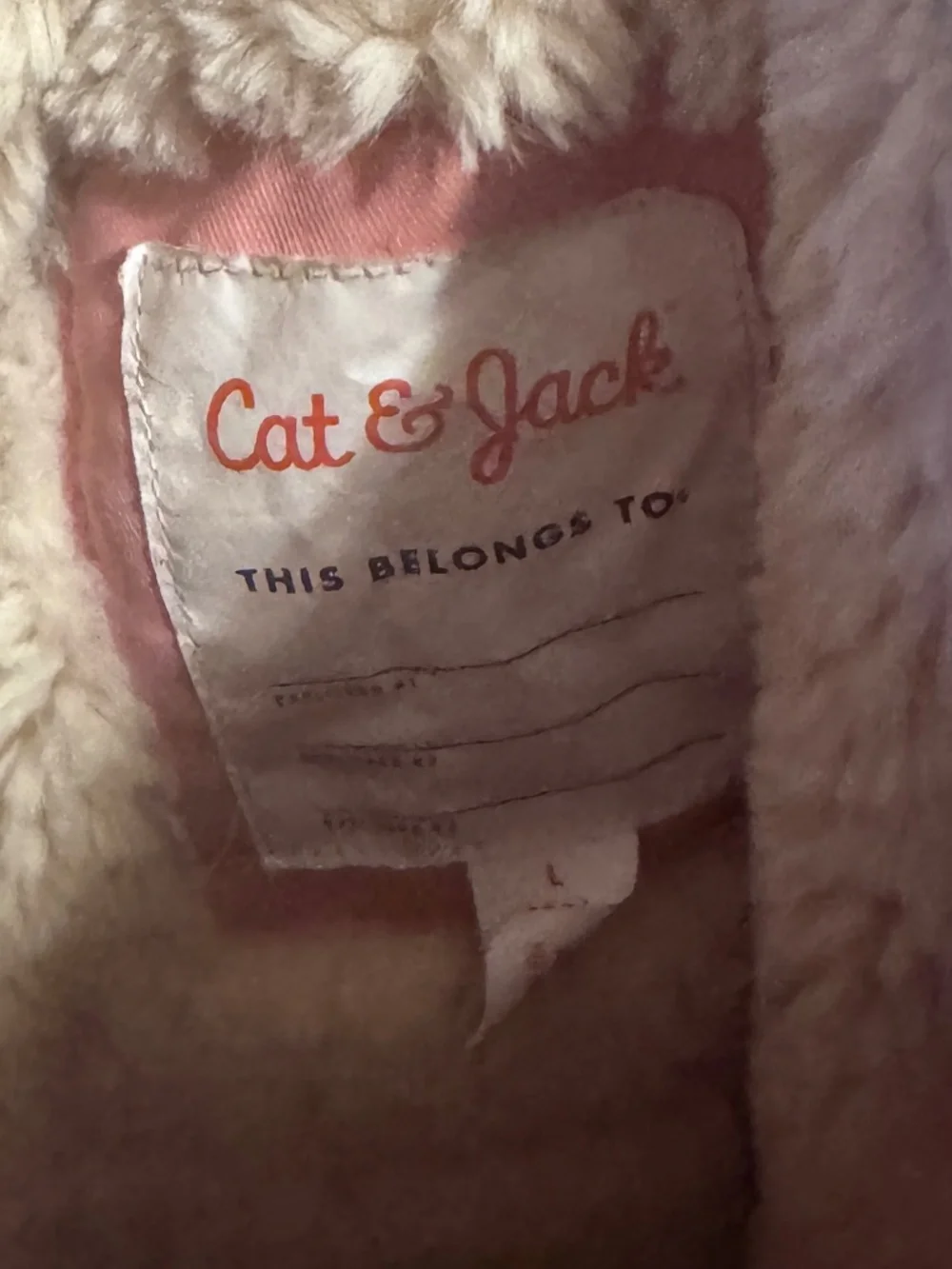 Cat & Jack Girls Blush Pink Warm Winter Coat Large Faux Fur Lined Classic Casual